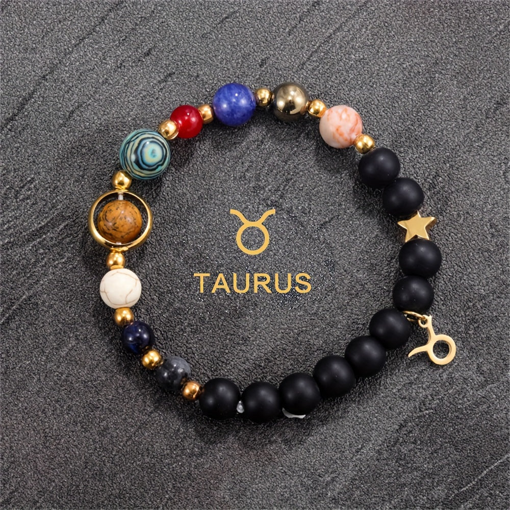Handcrafted Zodiac Bracelet - Natural Tiger Eye Stone Beads, Unique Pattern & Color Variations, Perfect Gift for Women and Men