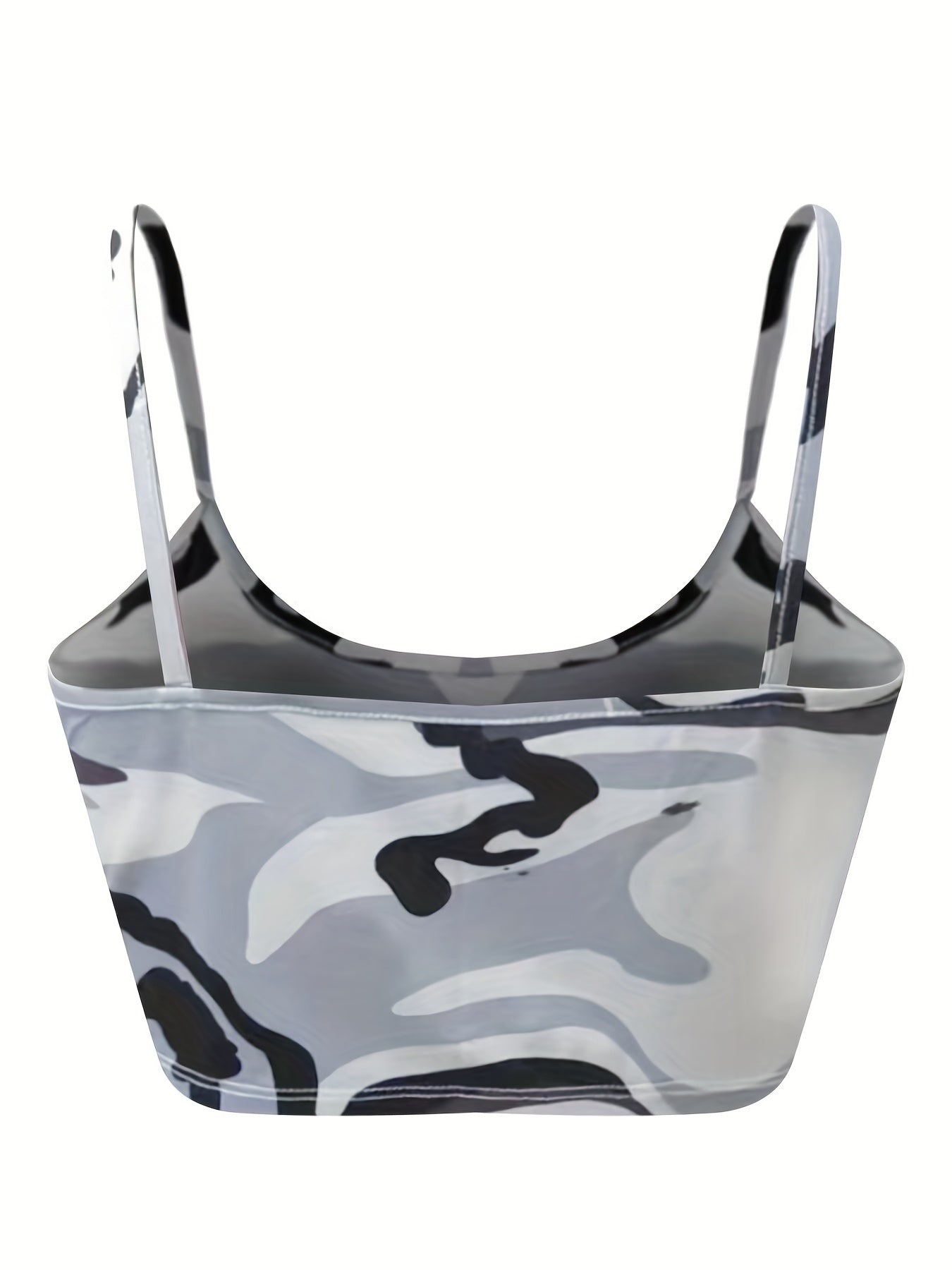 Camouflage Print Crop Cami Top, Sexy Spaghetti Strap Top For Summer, Women's Clothing