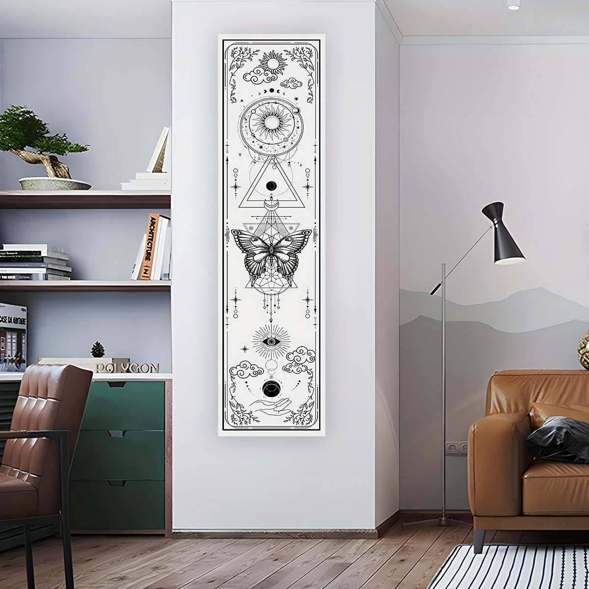 1pc Sun Moon Vertical Tapestry Black and White Butterfly Tapestry Wall Hanging for Living Room Bedroom Office Aesthetic Gothic Witchy Tapestry Home Room Wall Decor