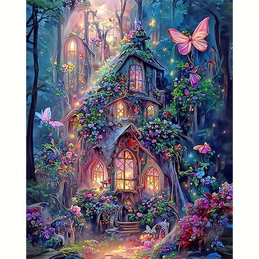 [Fairytale Charm] Enchanted Castle Diamond Painting Kit for Adults - 7.87x11.8in Full Drill Round Acrylic Diamonds, DIY 5D Fantasy Art & Craft Set with Vibrant Fairy-Tale Scene for Home Wall Decor, Ideal Gift, Fantasy Art Pro