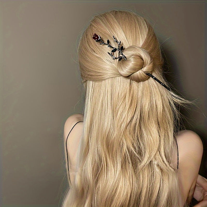 1pc Gothic Style Hair Pin Rose Vine Decoration Hair Dish Stylish Hair Decorative Accessories For Women
