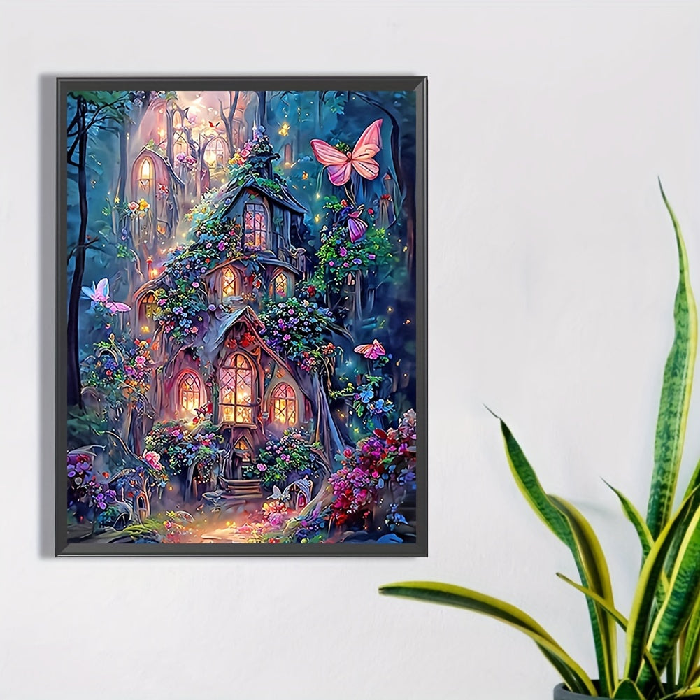 [Fairytale Charm] Enchanted Castle Diamond Painting Kit for Adults - 7.87x11.8in Full Drill Round Acrylic Diamonds, DIY 5D Fantasy Art & Craft Set with Vibrant Fairy-Tale Scene for Home Wall Decor, Ideal Gift, Fantasy Art Pro