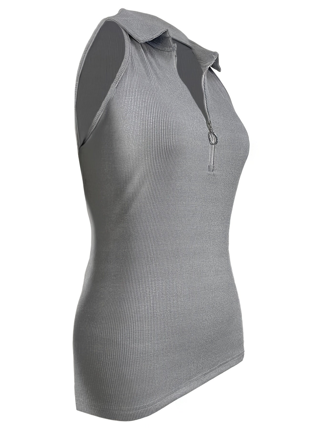 Sexy Ribbed Half Zip Up Tank Top - Sleeveless Summer Essential with Comfortable Fit, Breathable Fabric, and Flattering Design - Women's Clothing for Warm Weather