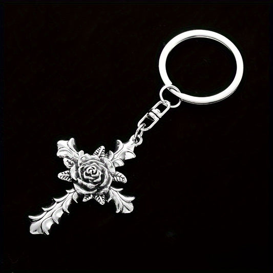 1 Pc Gothic Cross Keychain, Trendy Ladies Car Y2K Style Keyring, Gothic Accessory, Halloween Accessory For Women Men