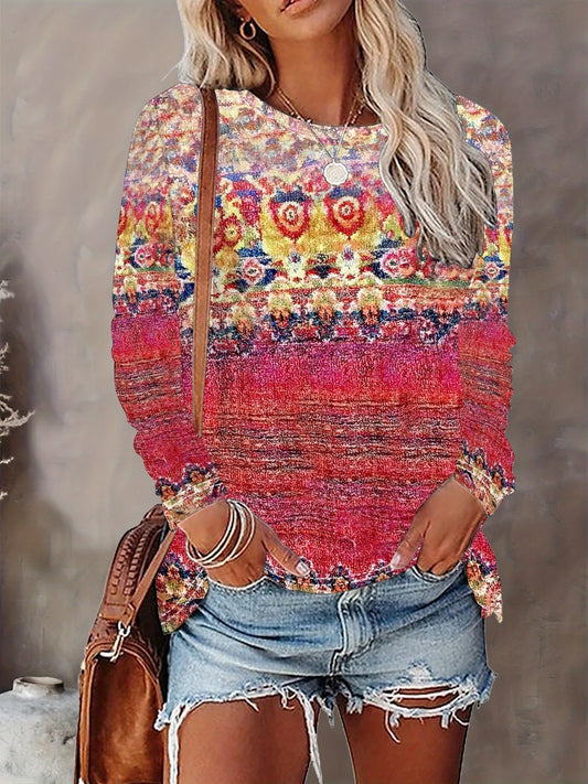 Women'S T-shirt Full Body Print - Comfortable Short Sleeved Round Neck - Perfect Choice for Spring and Autumn Casual Wear