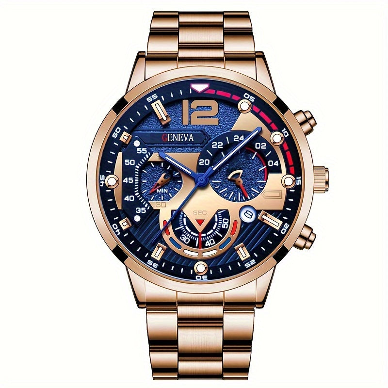 Stylish Mens Stainless Steel Watch - Daily Calendar, Timeless Classic Design - Perfect Gift for Fashion-Conscious Gentlemen