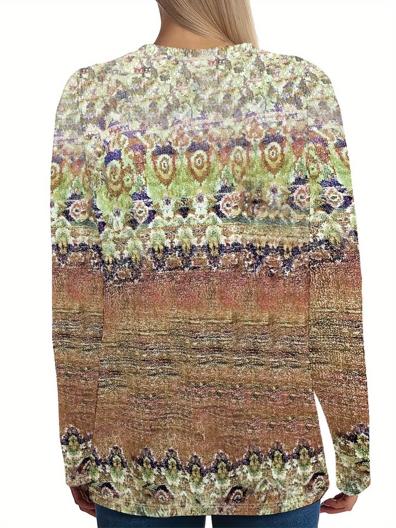 Women'S T-shirt Full Body Print - Comfortable Short Sleeved Round Neck - Perfect Choice for Spring and Autumn Casual Wear