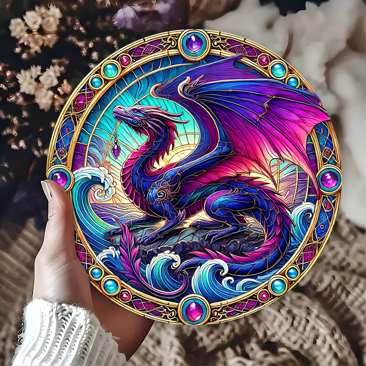 1pc Fantasy Dragon Aluminum Foil Carving Sign, Wall Art Decor for Bedroom, Living Room, Kitchen, Outdoor Patio, Creative Gift for Friends and Housewarming