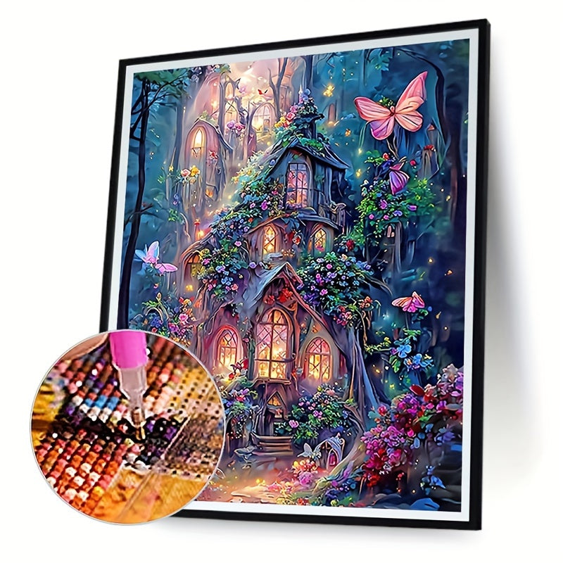 [Fairytale Charm] Enchanted Castle Diamond Painting Kit for Adults - 7.87x11.8in Full Drill Round Acrylic Diamonds, DIY 5D Fantasy Art & Craft Set with Vibrant Fairy-Tale Scene for Home Wall Decor, Ideal Gift, Fantasy Art Pro