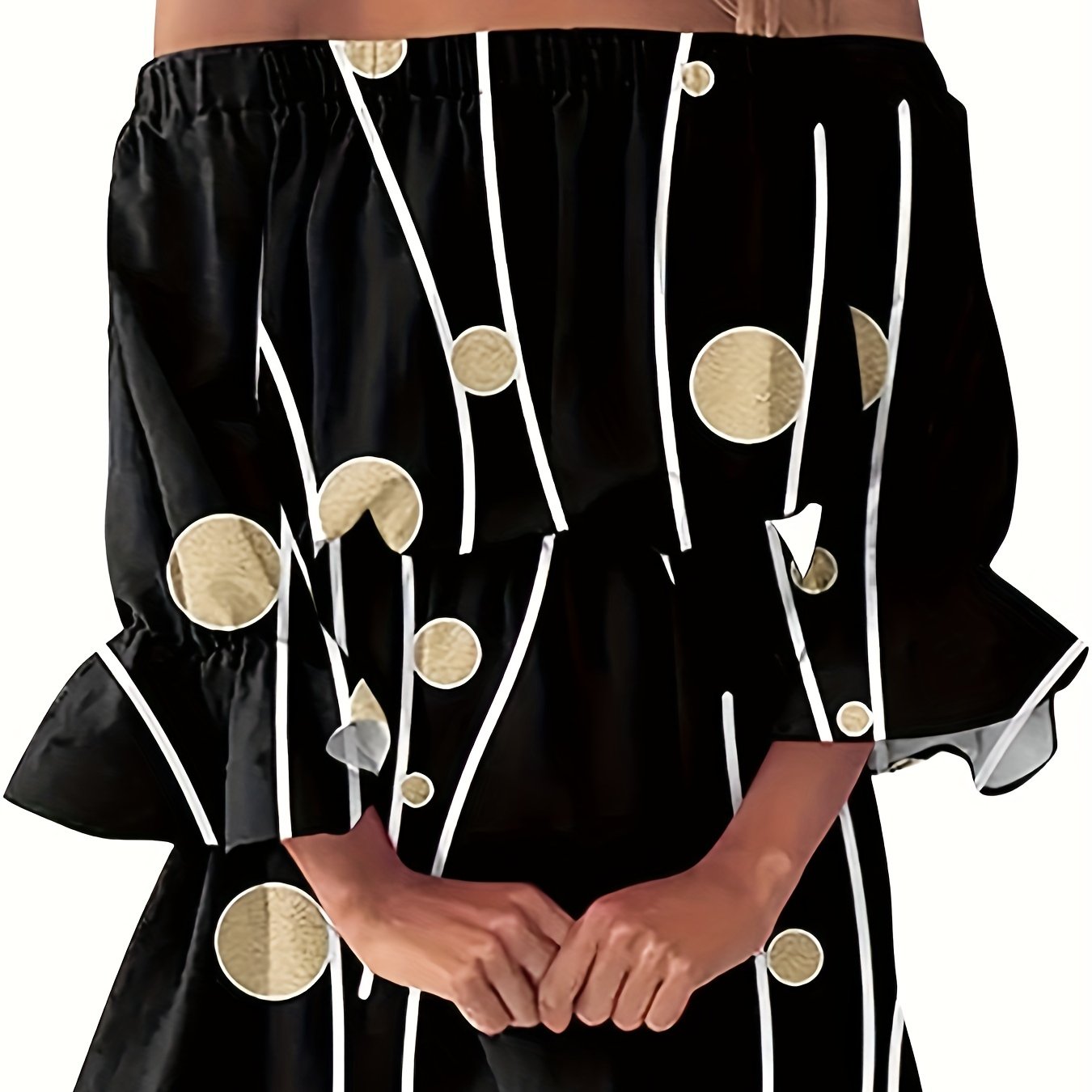 Elegant Summer Boho Dress - Off-Shoulder Leaf Print with Sexy Backless Cut & Playful Ruffles, Durable & Comfort Fit