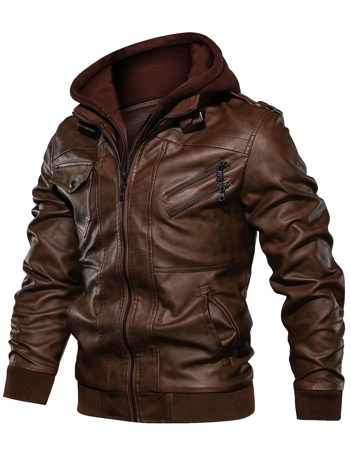 Men's Premium Hooded Jacket - Black, Regular Fit, Polyester Lining, Zip-Up, Multiple Pockets, Easy Care, Long Sleeve, Casual Style