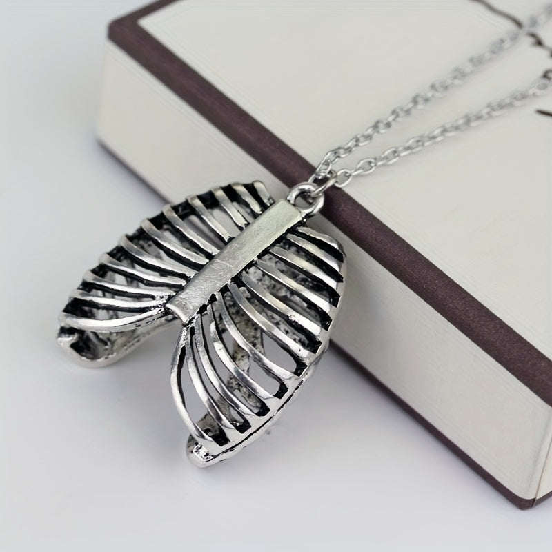 1pc Fashion Gothic Rib Cage Necklace, Gothic Punk Unique Retro Pendant Necklace Men's Jewelry, Stylish Charming Men's Necklace