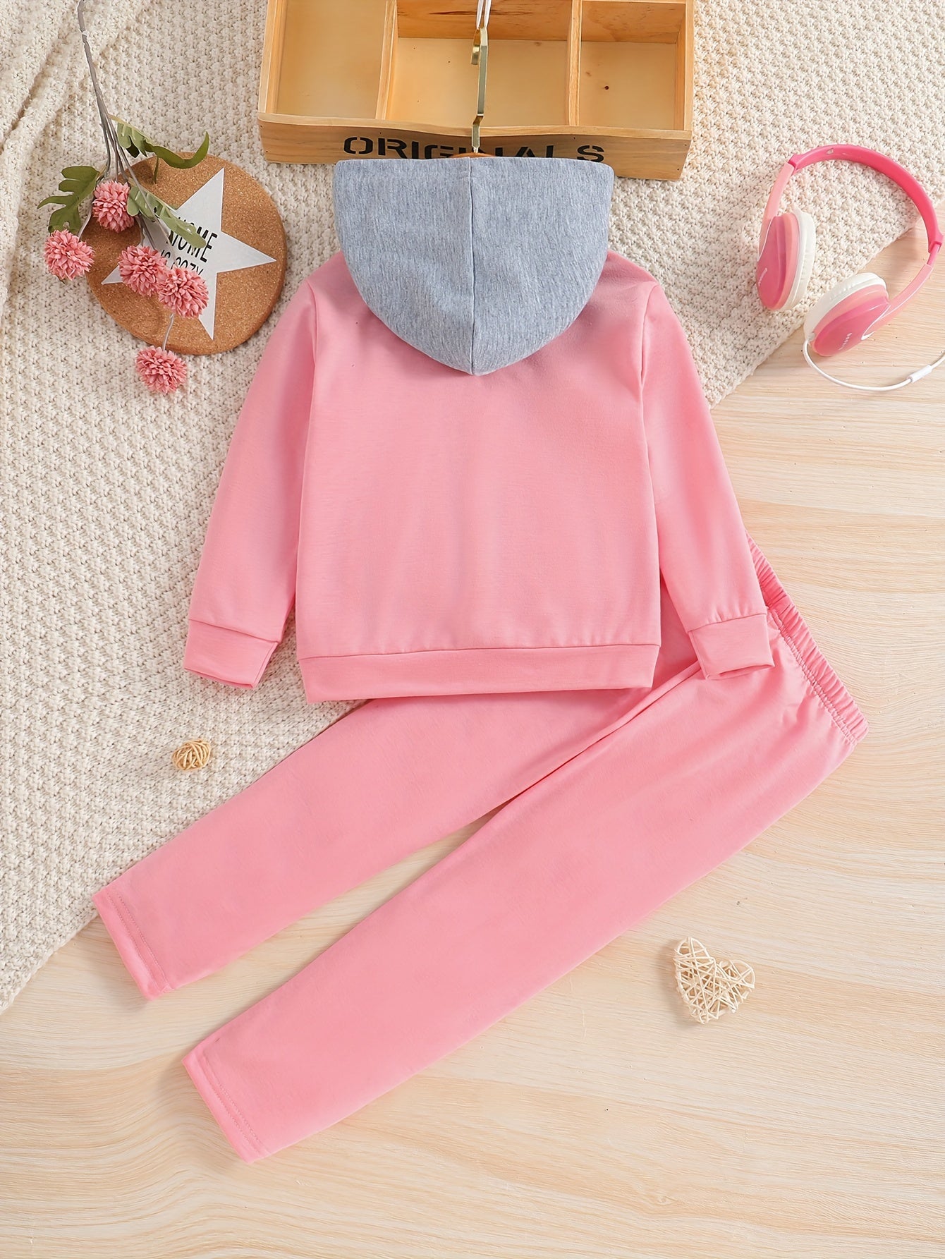 2pcs Girl's Zipper Hoodie Outfit, Color Clash Jacket & Pants Set, Sporty Style, Toddler Kid's Clothes For Spring Fall