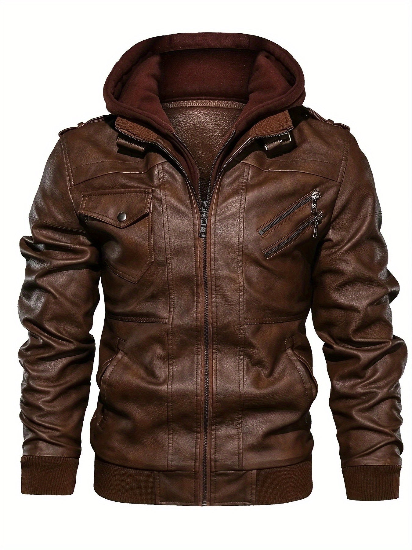 Men's Premium Hooded Jacket - Black, Regular Fit, Polyester Lining, Zip-Up, Multiple Pockets, Easy Care, Long Sleeve, Casual Style