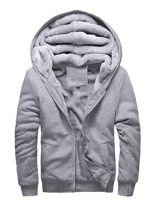 Men's Warm Fleece Hooded Winter Jacket - Cozy & Insulated - Soft Fleece Lining - For Cold Weather - Perfect Gift for Winter Sports Enthusiasts
