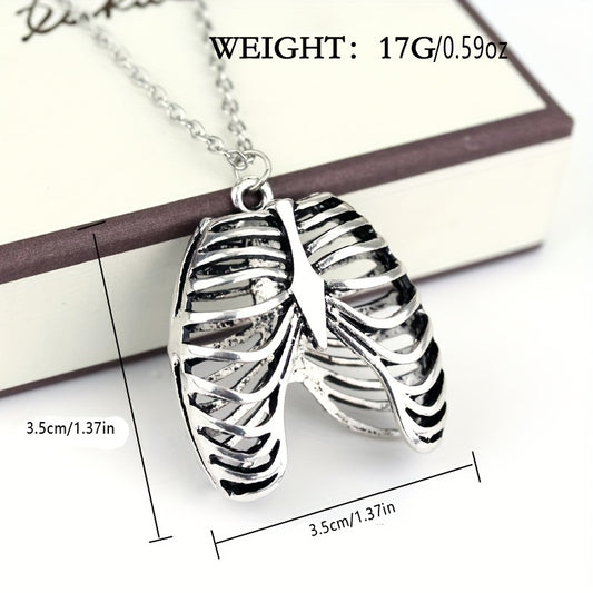 1pc Fashion Gothic Rib Cage Necklace, Gothic Punk Unique Retro Pendant Necklace Men's Jewelry, Stylish Charming Men's Necklace