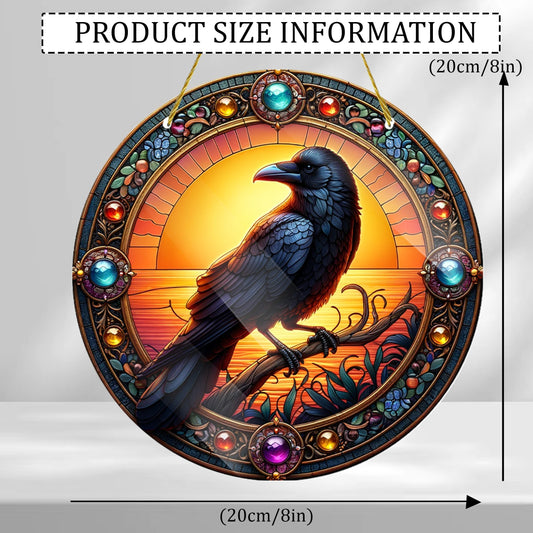 1pc, Gothic Crow Light Catcher(20cm*20cm/8in*8in)crows Acrylic Plaque Suncatcher,raven Decor,witchcraft,dark Academia Decor,Wreath Center Attachment,room Decor,House Decoration,home Decor,Garden Decoration,outdoor Decorations