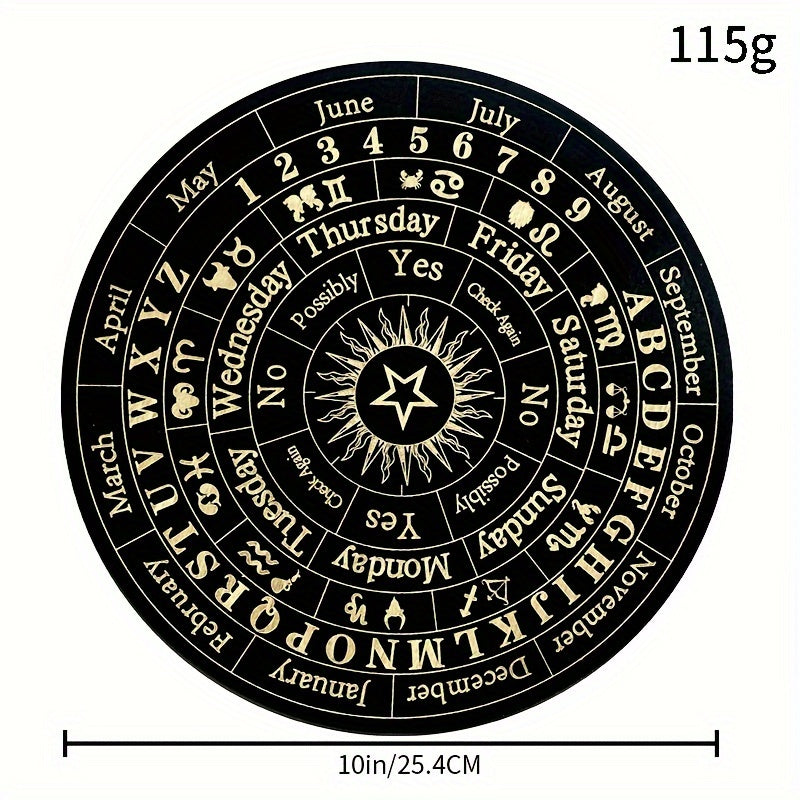 1pc Wooden Round Crafts Star Pendulum Board Divination Supernatural Information Board Wooden Divination Board With Crystal Pendant Pendulum Stone Used For Witchcraft Altar Supplies
