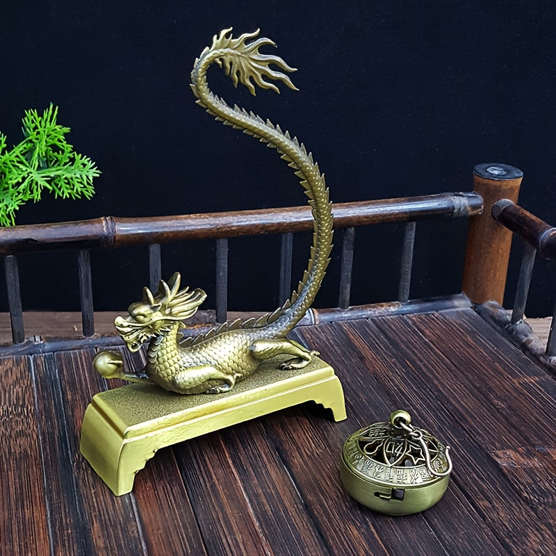 1pc Golden Dragon Incense Burner, Feng Shui Decor, Meditation Zen Sit Yoga Relax Outdoor Spa Crafts, Home Decor, Room Decoration, Gift, Mother'S Day Spring Present, Tea Room Accessories, Prayer Room Ornament, Handmade Art