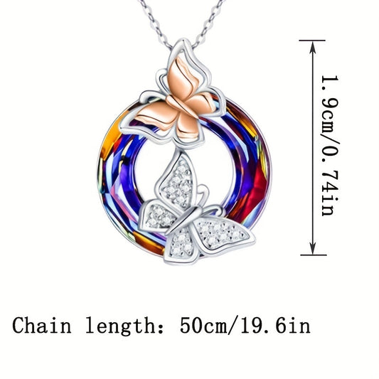 3pcs Colorful Butterfly Pendant Necklaces, Simple Fashion For Girls, Memorial Day Valentine's Day Gift