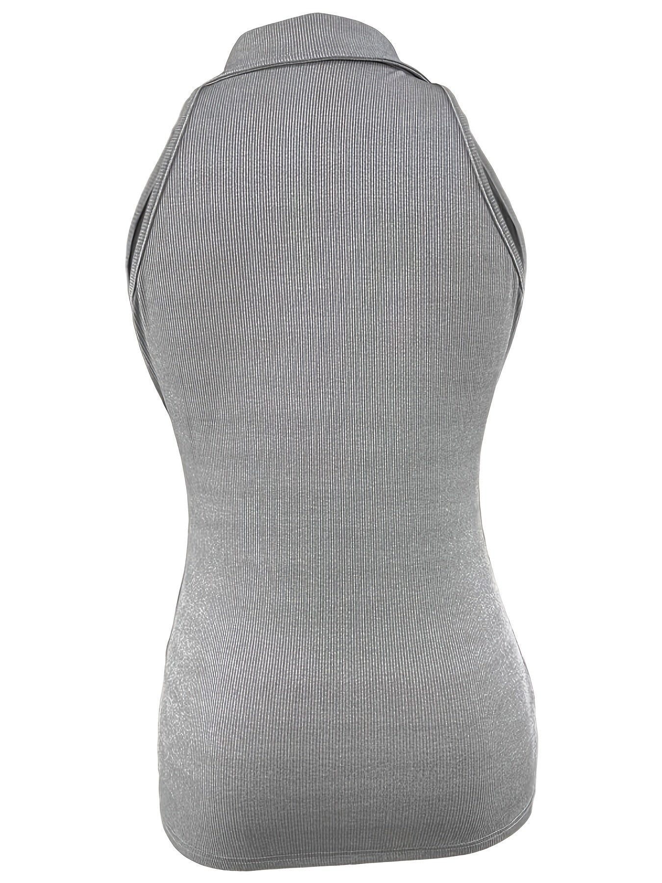 Sexy Ribbed Half Zip Up Tank Top - Sleeveless Summer Essential with Comfortable Fit, Breathable Fabric, and Flattering Design - Women's Clothing for Warm Weather