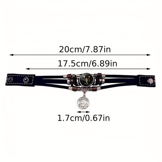 1pc 12 Zodiac Luminous Leather Bracelet Men Women Handmade Multilayer Beaded Bracelet Creative Hand Jewelry Bracelet Party Birthday Favors