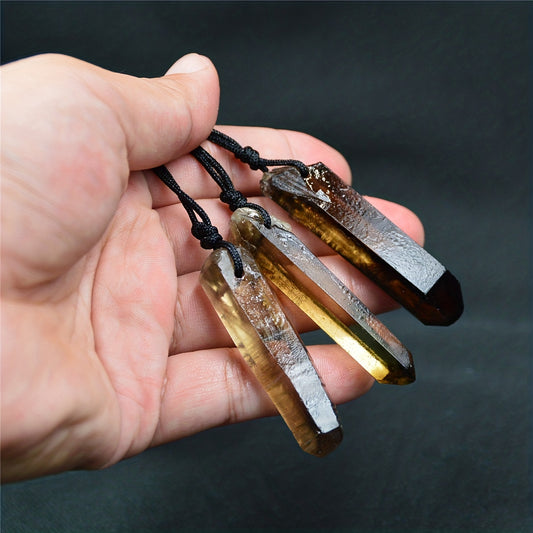Natural Smoky Quartz Necklace, Crystal Pendant Gem Stone Quartz Pendulum Reiki Chakra Jewelry