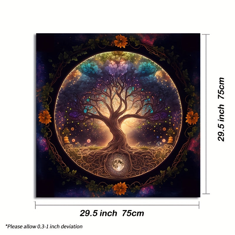 Tree Of Life Tarot Card Tablecloth - Polyester, Perfect For Witchcraft & Astrology Readings, Party Game Mat