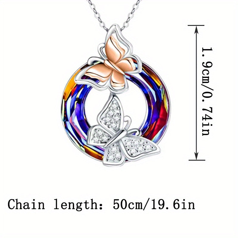 3pcs Colorful Butterfly Pendant Necklaces, Simple Fashion For Girls, Memorial Day Valentine's Day Gift