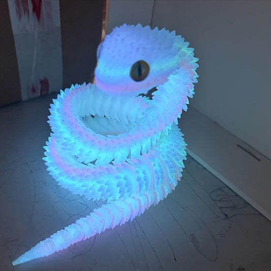 Movable Joint 3D Printed Snake Toy - Home Office Executive Desk Decor, Night Light Rainbow Gift For Friends