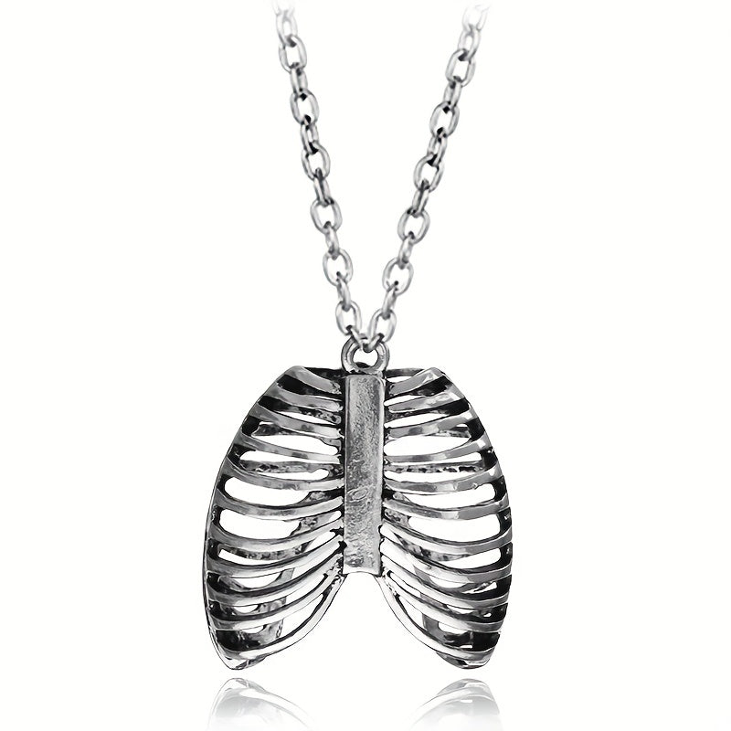 1pc Fashion Gothic Rib Cage Necklace, Gothic Punk Unique Retro Pendant Necklace Men's Jewelry, Stylish Charming Men's Necklace