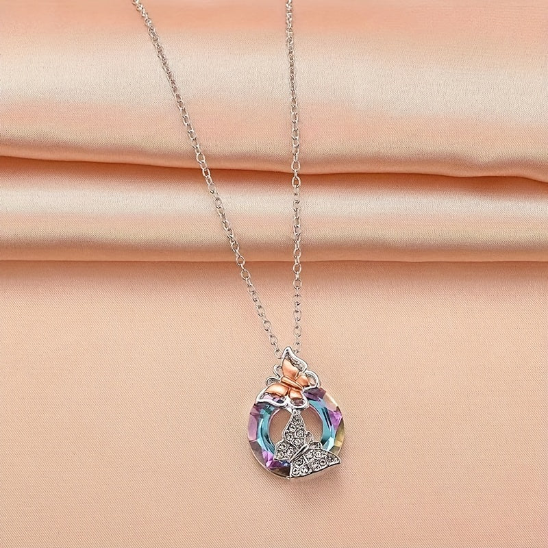 3pcs Colorful Butterfly Pendant Necklaces, Simple Fashion For Girls, Memorial Day Valentine's Day Gift
