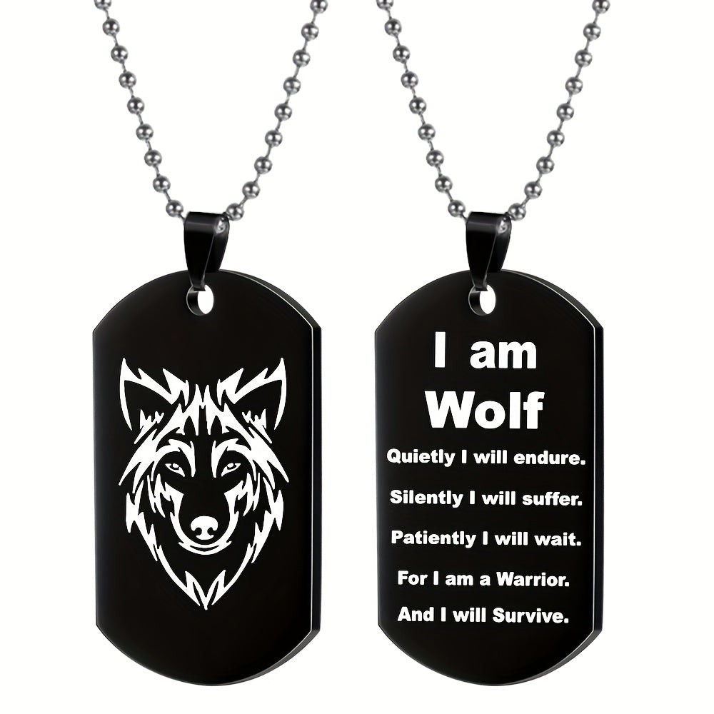Unique Double-Sided Stainless Steel Wolf Head Keychain Necklace for Men - Cool, Handsome, and Durable Pendant - Unplated, Non-Braided, and Perfect for Everyday Carry